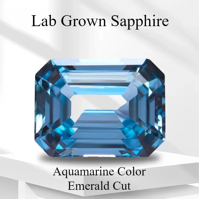 

Top Lab Grown Sapphire Aquamarine Color Emerald Cut VVS1 Gemstone Charms DIY Jewelry Making Materials Selectable AGL Certifica