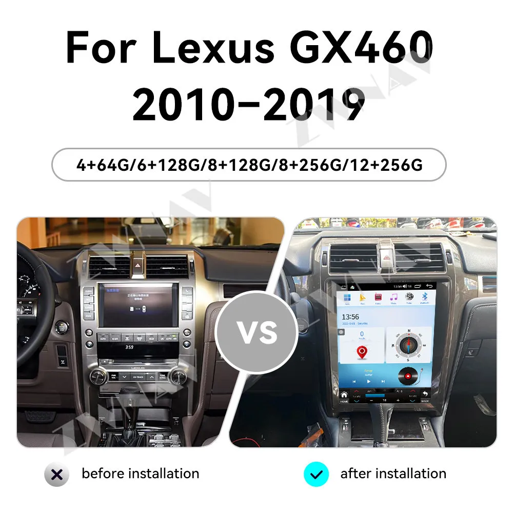 15 Inch Touch Screen Wireless Carplay Autoradio Stereo For Lexus GX460 2010-2019 Android 14 Car Radio GPS Navigation Head Unit