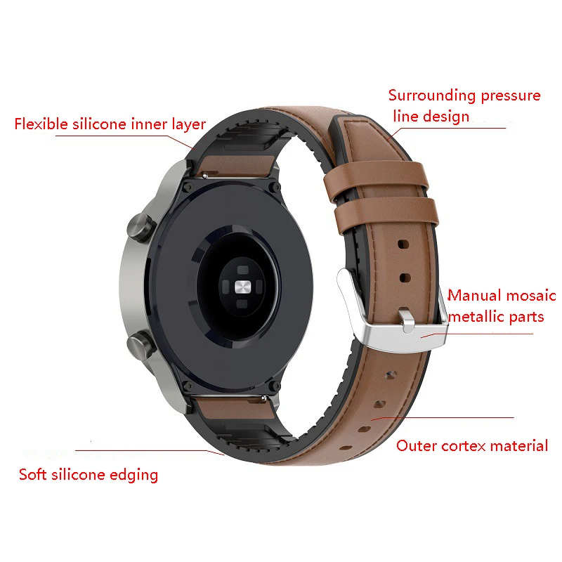 Leather Watchband Strap for Huawei Watch GT2 Pro Bracelet Band 22mm Wristband for Huawei WATCH Gt 2 Pro Brown