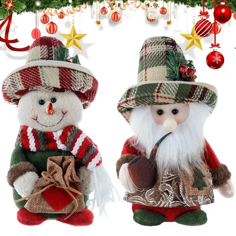 Santa Doll Vintage Snowman Santa Claus Plush Figurine Farmhouse Decor Party Supplies Holiday Home Decor Cute Cartoon Plush Doll