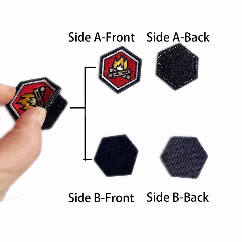 4,5*4CM / 2 Stück Lagerfeuer-Emblem Kleidungsaufkleber, Lagerfeuer-Abzeichen Applikation Stickerei Klettverschluss-Patches, Taktischer Rucksack-Patch – Detail 2
