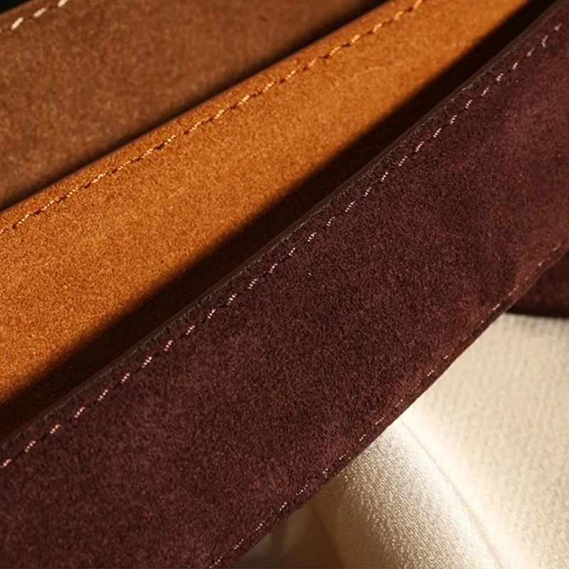 Damen-Wildledergürtel mit goldener Dornschließe aus Legierung, 2,8 cm Breite, modischer Designer-Stil für Jeans, Mantel – Detail 9