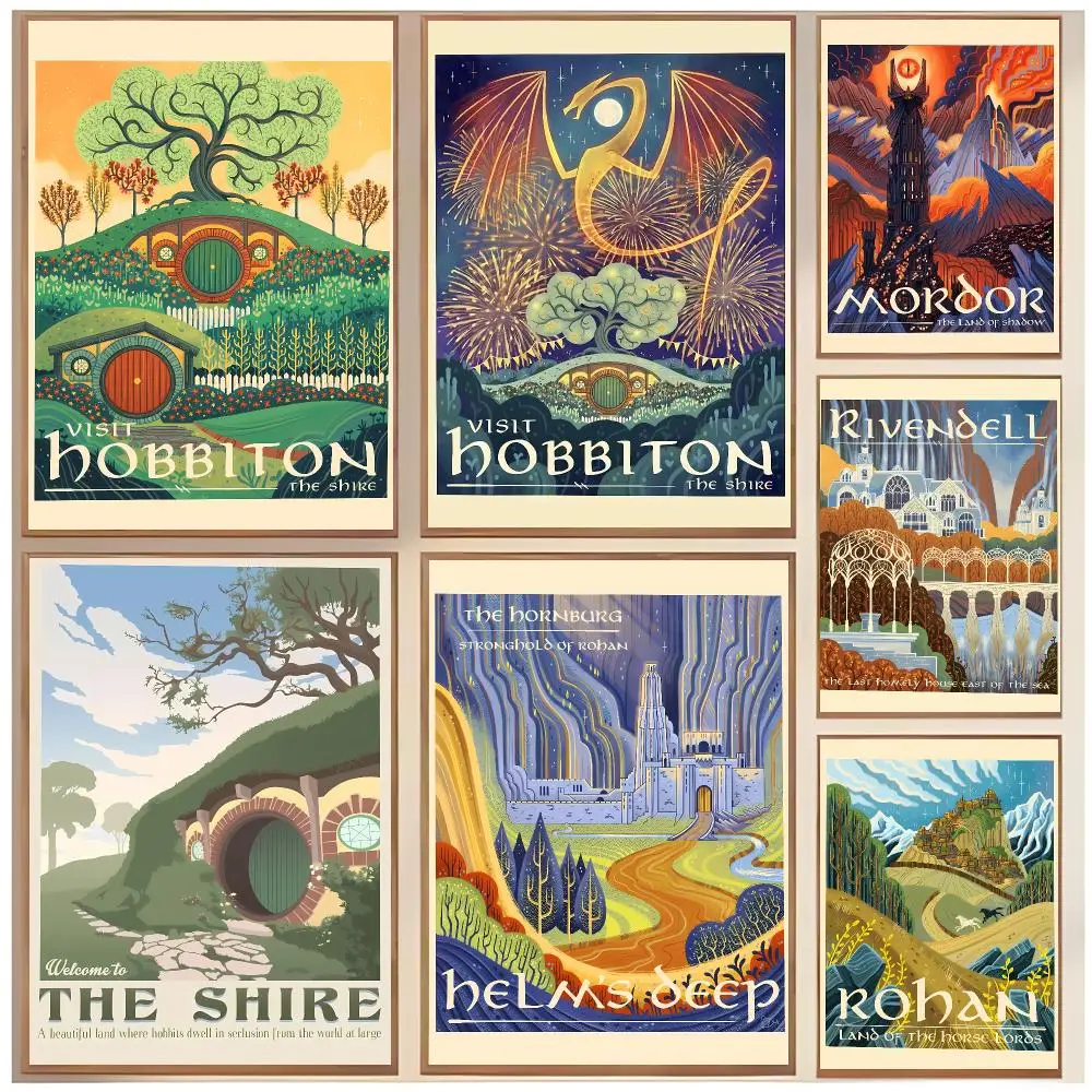 Epic Fantasy Movie T-The Hobbiton The Shire Poster  Classic Home Interior Design & Modern Wall Decor Art Collection