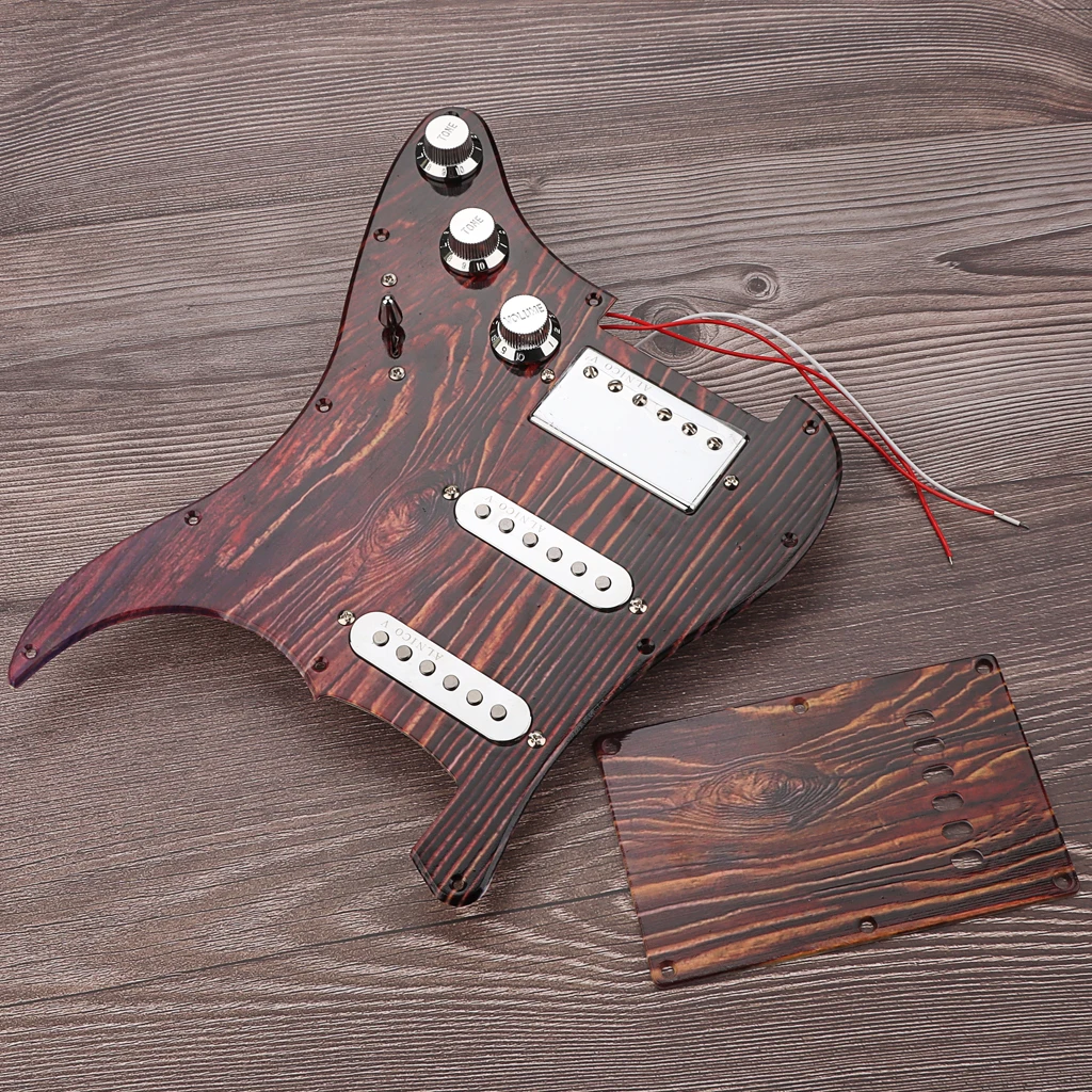 SSH Guitar Pickguard Prewired Pickguard  with Alnico 5 Pickups Set Rosewood grain Silver pickup cover for Strat Electric Guitar