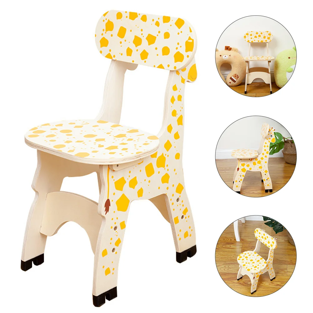كرسي خلفي للأطفال من الزرافة مصنوع من الخشب الصلب لسلامة الأطفال، تصميم مريح للجلوس المريح في غرفة المعيشة