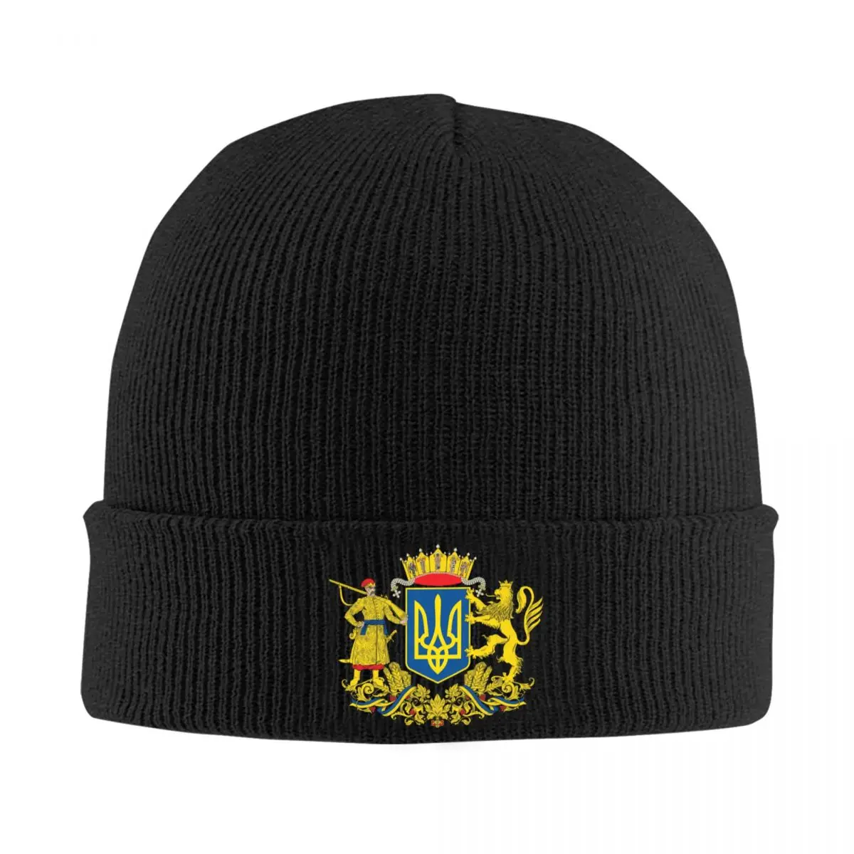 Custom Coat Of Arms Ukraine Bonnet Hat Cool Knitting Hats Men Women Unisex Ukrainian Flag Warm Winter Skullies Beanies Caps