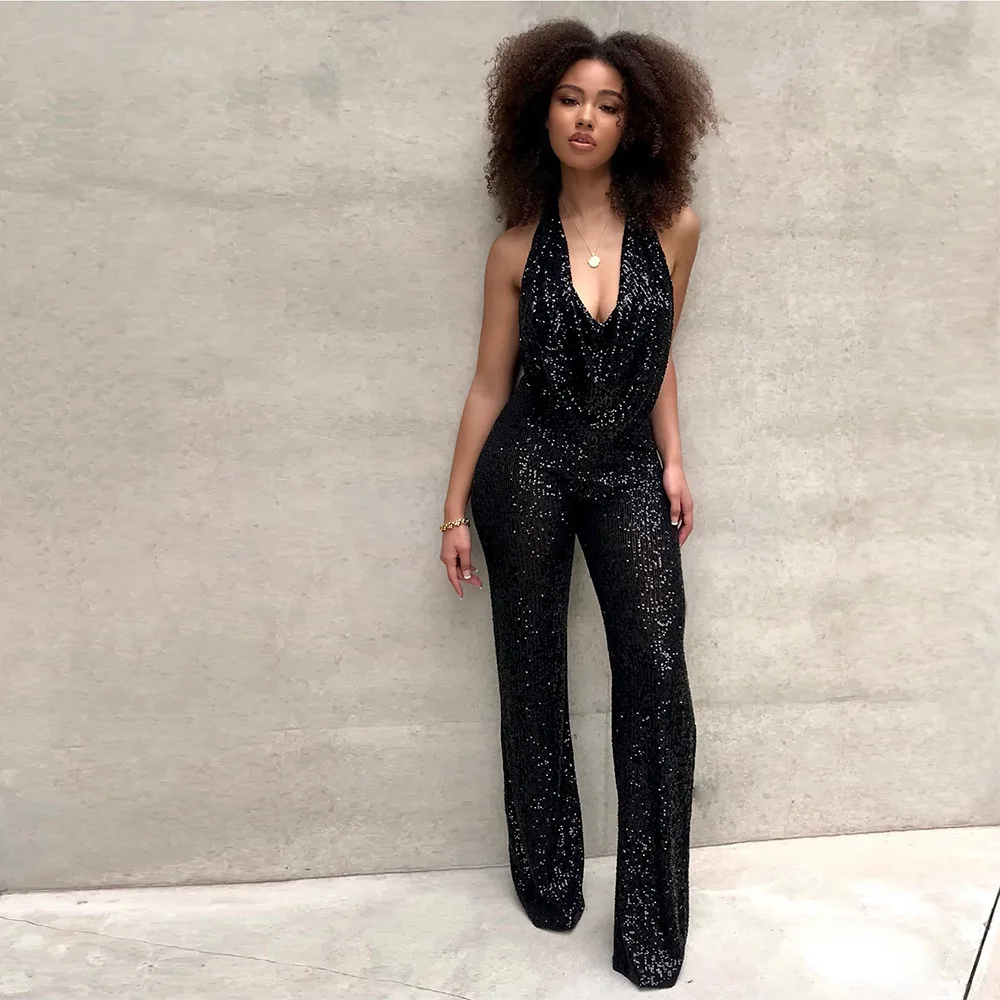 

Women's Jumpsuit Backless Sequin Jumpsuit Women's Slim Sleeveless Jumpsuit