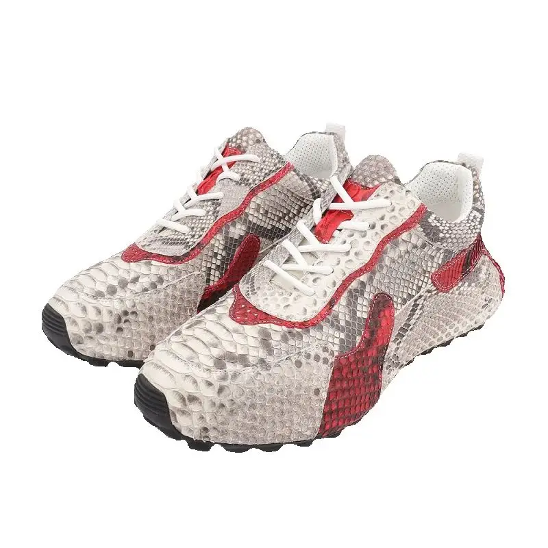 

Новое поступление 2025 года, модная повседневная обувь из змеиной кожи, мужские кроссовки из натуральной кожи 6605s
