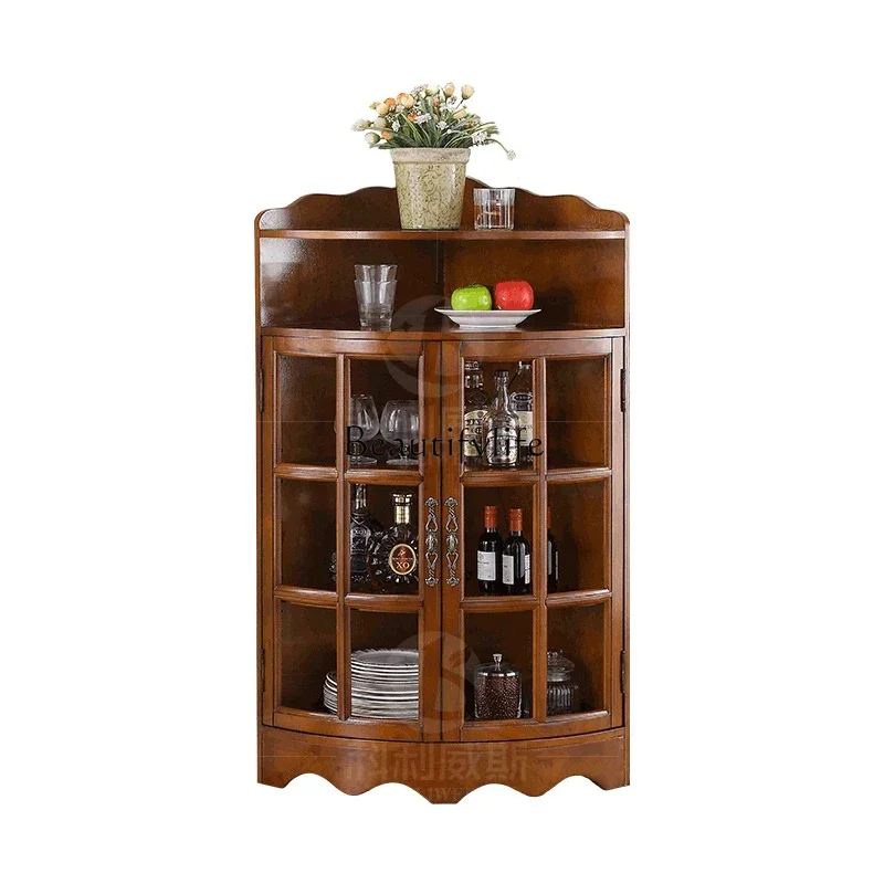 13 خزانة زاوية أمريكية من الخشب الصلب على شكل مثلث على الطراز الأوروبي لغرفة المعيشة وخزانة جانبية على الحائط #2