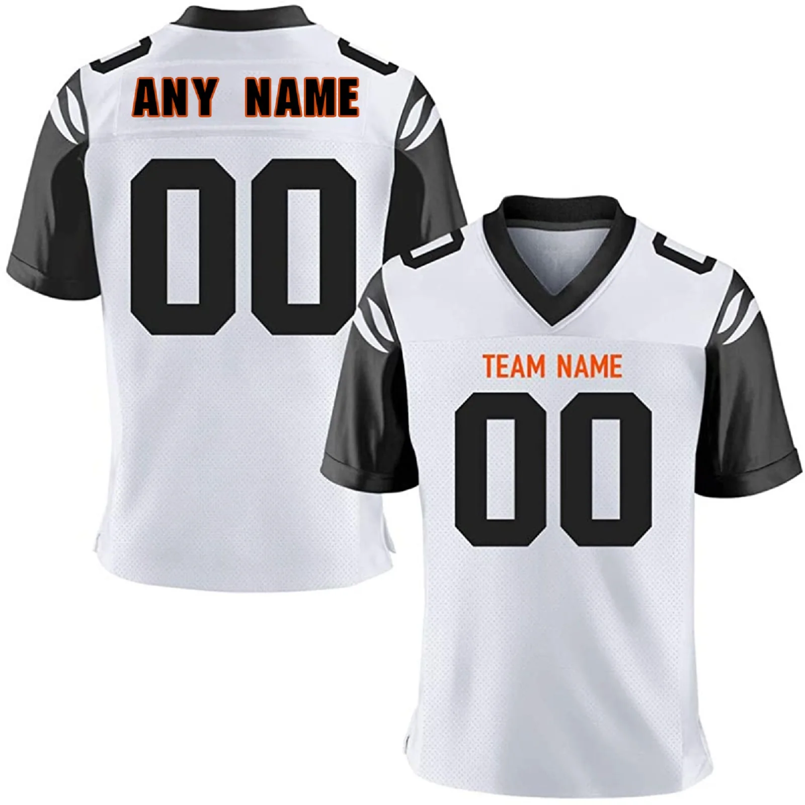 Custom American Football Jersey Orange White Print Your Own Team Name Number Jerseys Sportwear for Men/Women/Youth/Kids