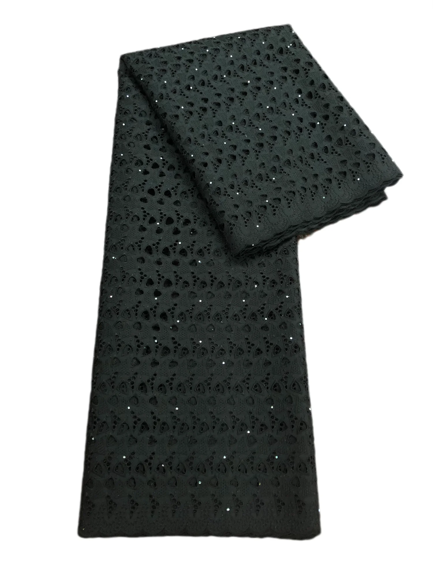

Black Hollow Out 5 Yards Swiss Voile Lace Fabric Embroidery African Dry Lace 100% Cotton In Switzerland For Party Cloth Material