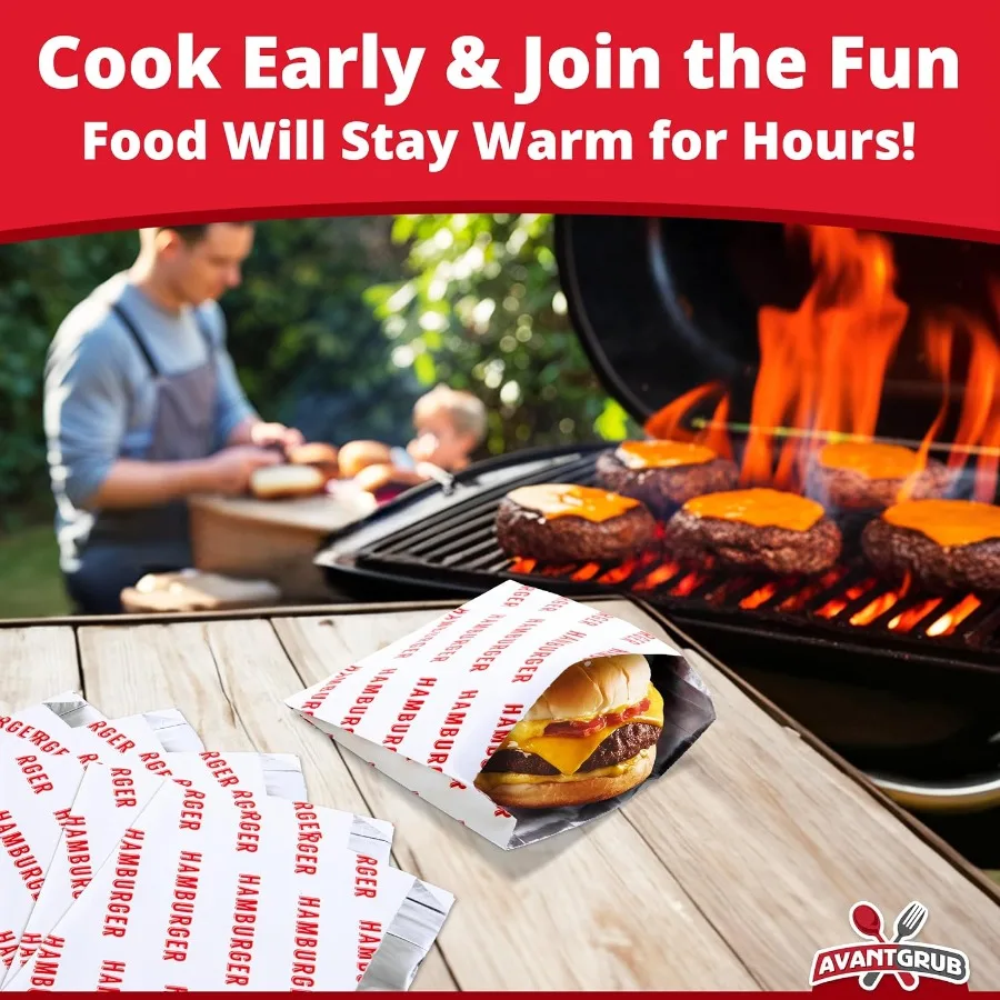 Involucri per hamburger retrò a prova di grasso da 200 pezzi. Ideale per cucine all'aperto e feste a tema baseball Hamb isolato grande senza BPA