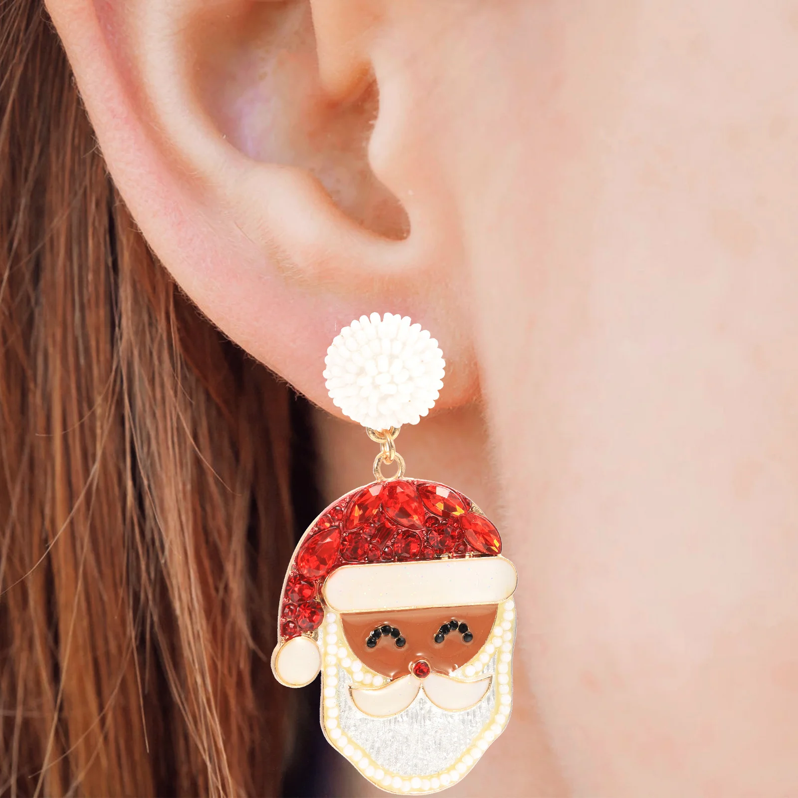 

1Pair Christmas Santa Earrings Colorful Acrylic Stud Earrings for Women Xmas Party Photo Shoot Gift Xmas Ear Dangler