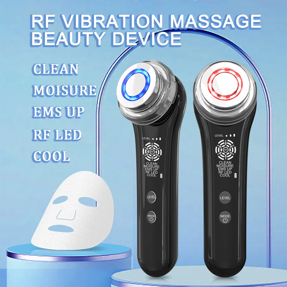 

5 in 1 RF EMS Microcurrent Beauty Device Face Lifting Machine Skin Rejuvenation Anti Wrinkle Face Cleaning Vibration Massager