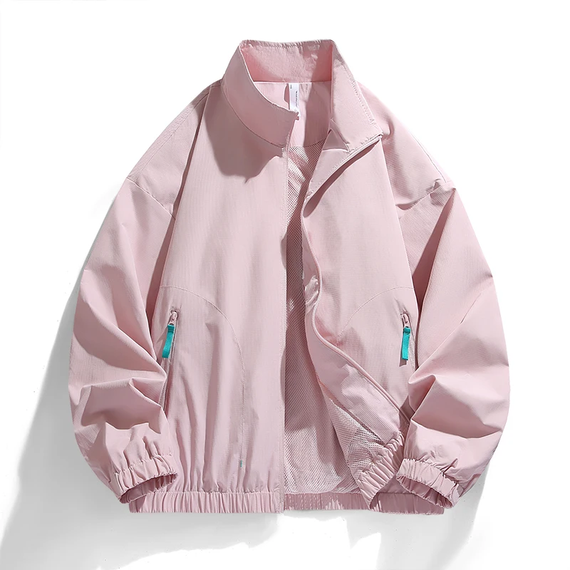 Spring Autumn Outdoor Running Sports Leisure Jacket Couple Outdoor Windproof Breathable Loose Comfortable Stand Up Collar Jacket