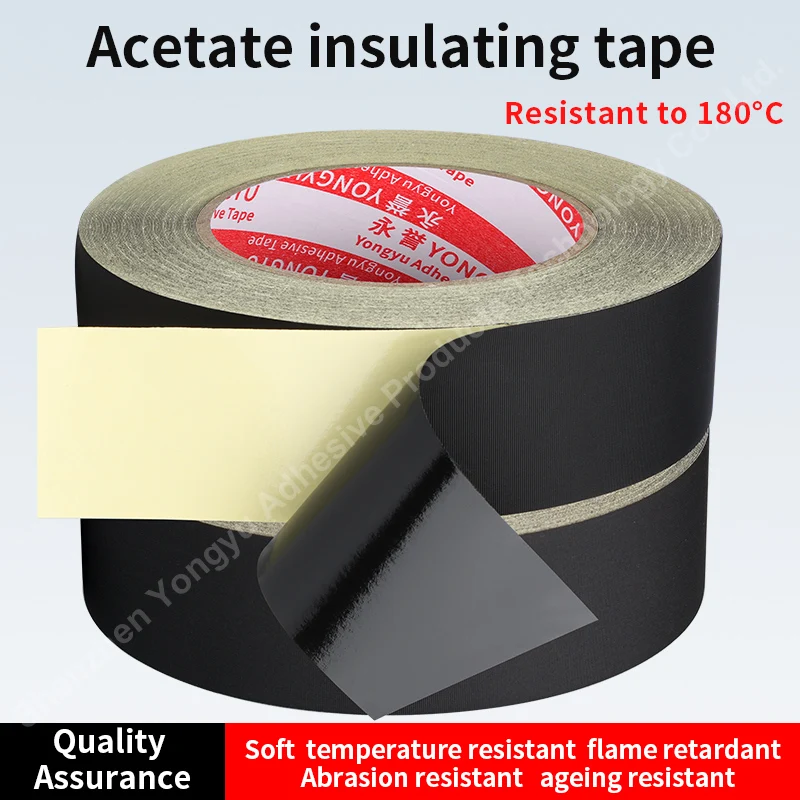 Black Acetate Adhesive Tape High Adhesion Insulation Wear-Resistant Wire Fixing Hand Tearing Car Wiring Harness Lcd Screen