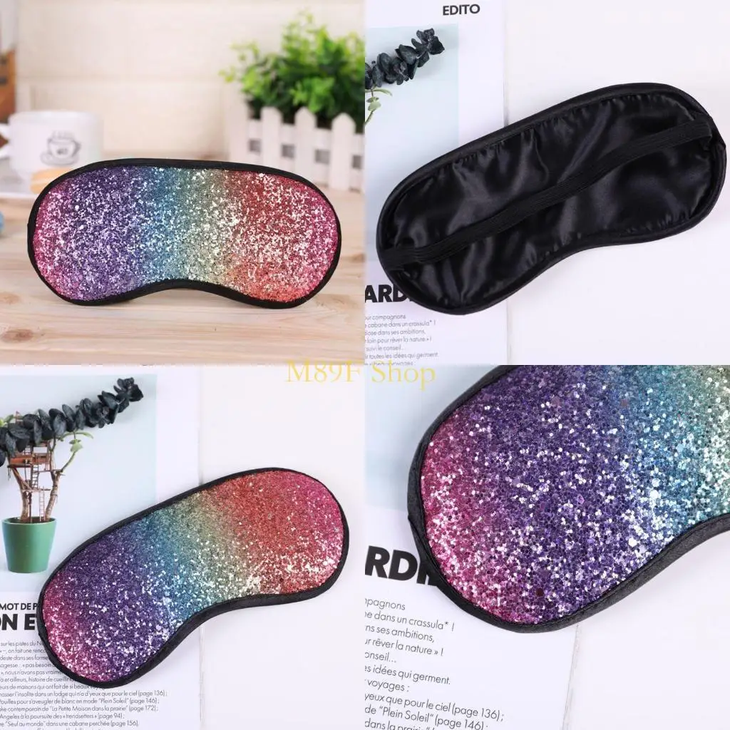 

M89F для женщин и девочек, милая блестящая маска для сна с блестками, маска для сна, градиентная Радужная повязка на глаза