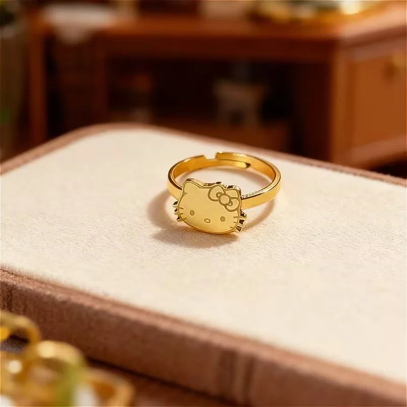 Customized Carved Sanrio Character Logo Image Ring Women Stainless Steel Adjustable Personalized Rings Jewelry Christmas Gift