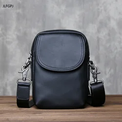 Simple Vertical Leather Men's Mini Shoulder Bag With Cowhide Top Layer Fashionable Crossbody Daily Commuting Mobile Phone Bag