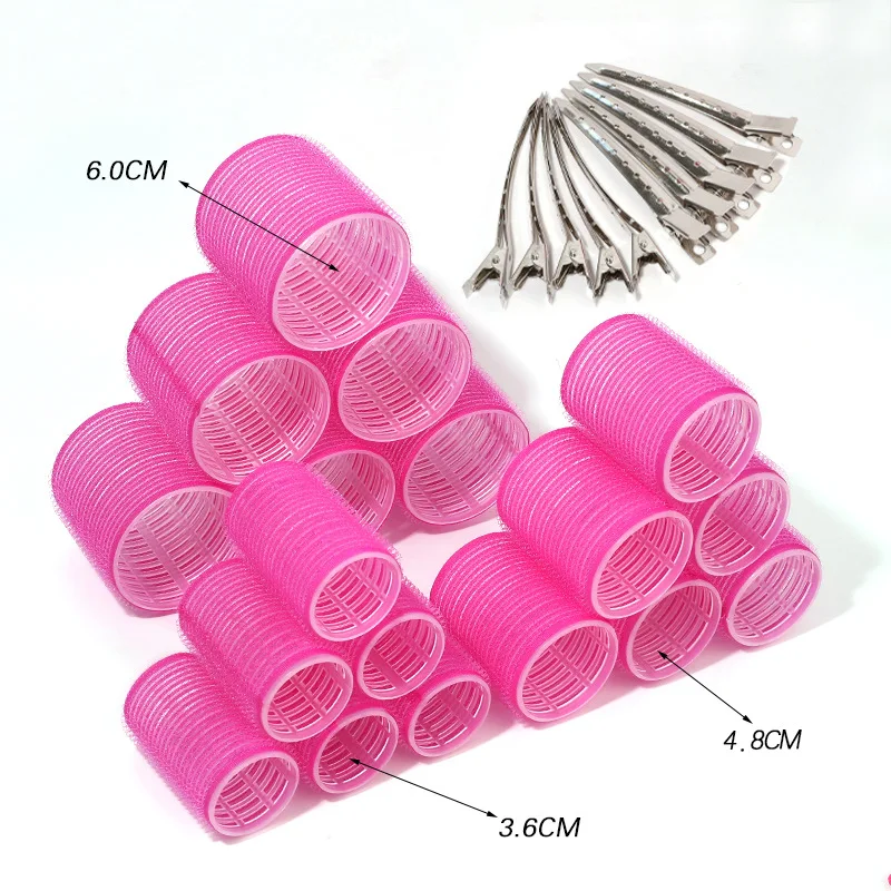 28pcs/Set Hair Roller Sets, 18pcs Plastic Self Grip Hair Curlers 3 Sizes Hair Rollers, 10pcs Metal Clips, DIY Hairdressing Tools