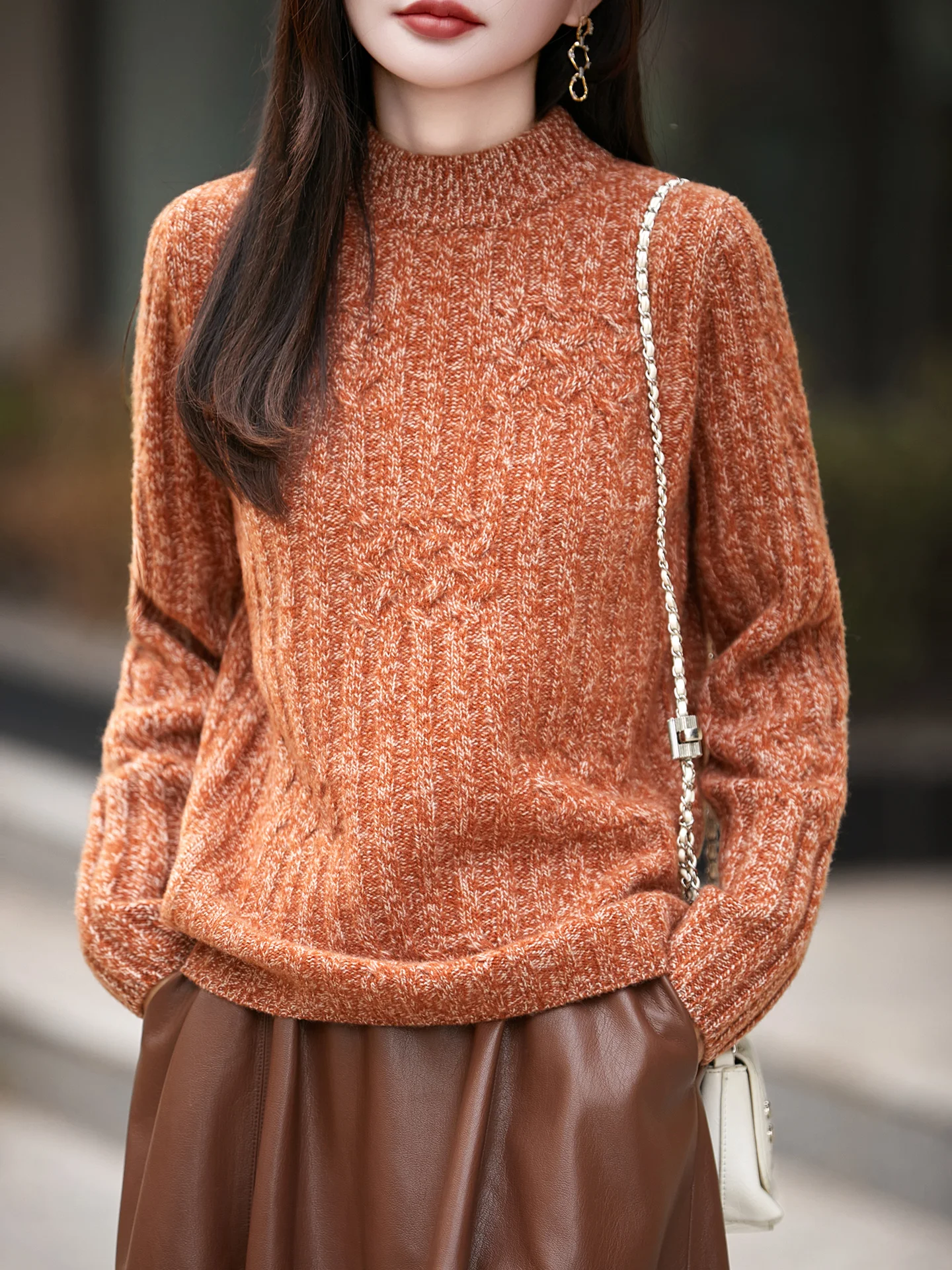 

Новый женский пуловер из 100% мериносовой шерсти с воротником-стойкой, однотонный вязаный свободный удобный осенне-зимний топ, теплая одежда, приятная для кожи