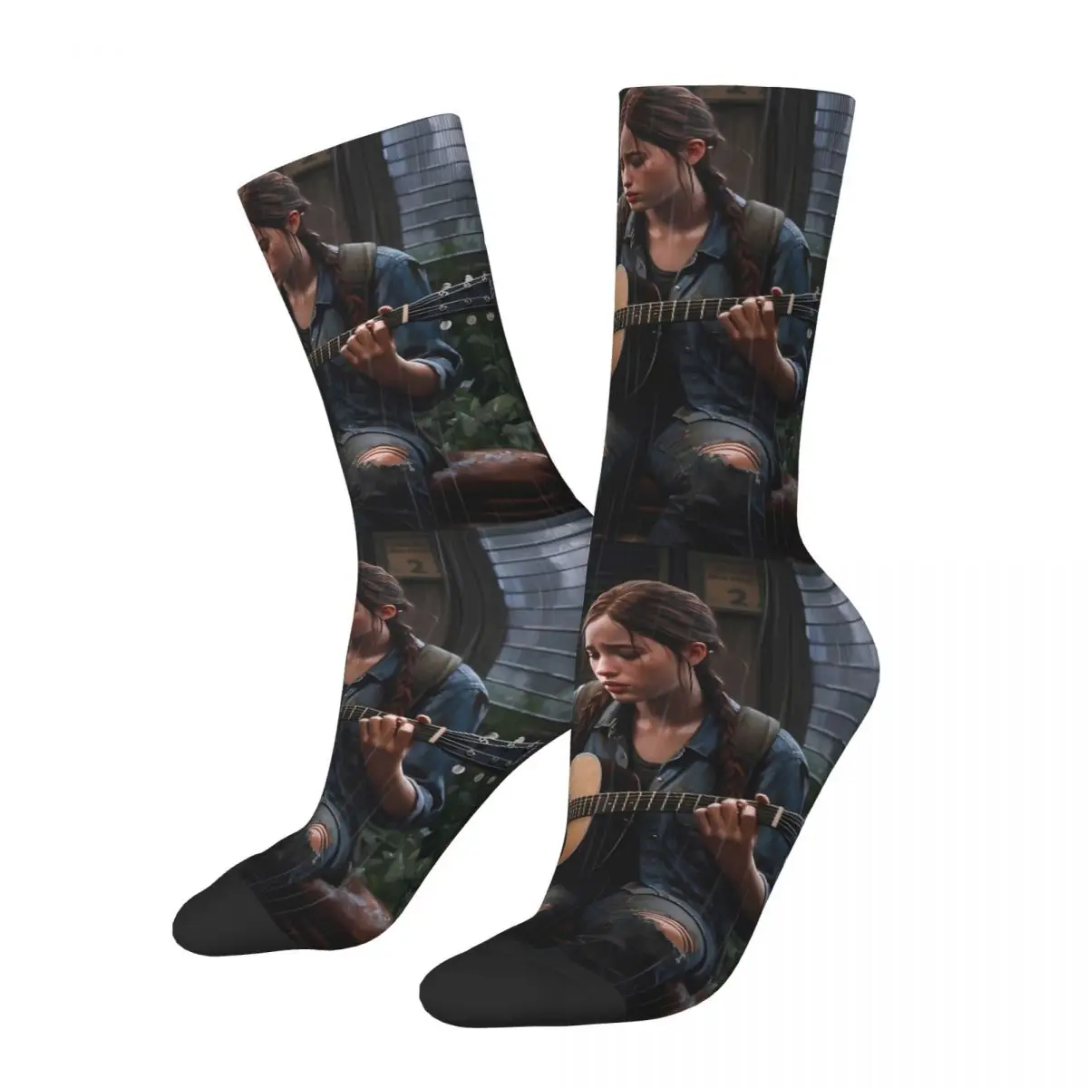 Ellie Guitar Posters TV Play The Last Of Us Kawaii Socks Shopping Cartoon Pattern Socks