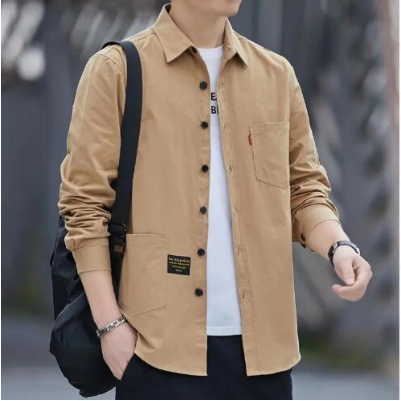 Heren Lente Casual Loszittende Effen Kleur Werkkleding Jack Trendy Streetwear Voor Tieners