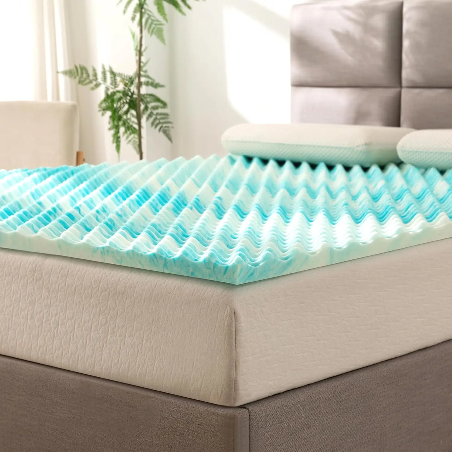 

2 H Mattr Topper - Gel Infused Memory Foam - Assist With Airflow - Pressure Points Support - Mattr Pad And Bed Topper - Blue