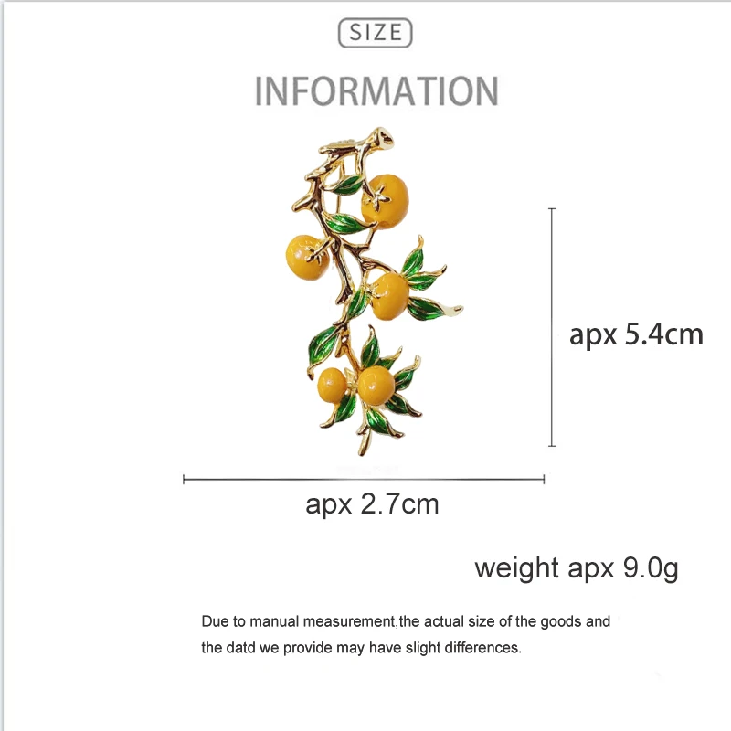 Trend Persimmon Ruyi Enamel Classical Brooch Women's High-end Luxury Fruit Pins Broche for Women Coat Cheongsam Corsage Decor