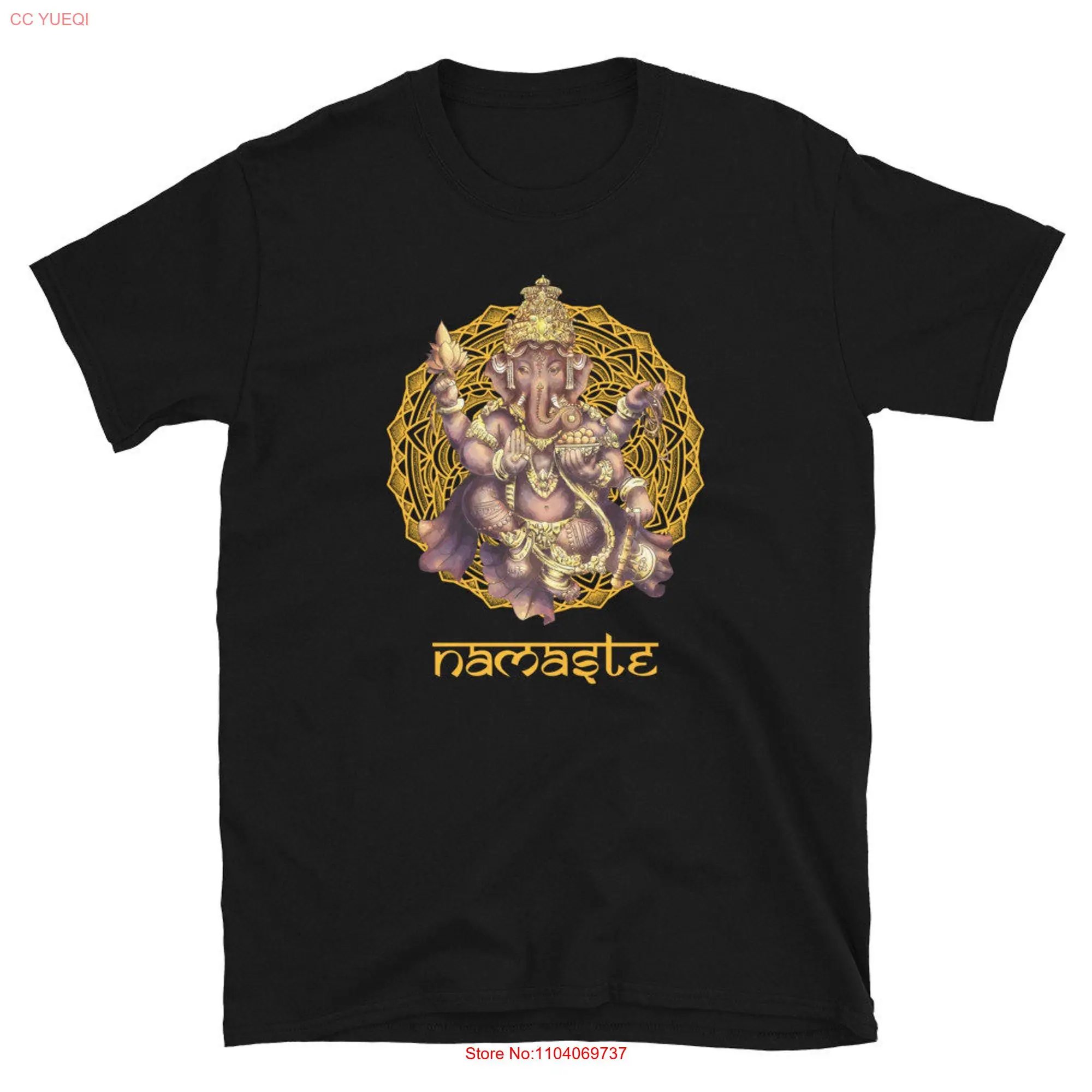 Ganesha Mandala Sitting Namaste T Shirt long or short sleeves