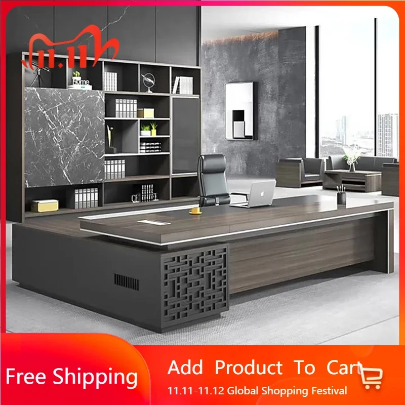 

Серый современный офисный стол, минималистичный офисный стол для руководителя, европейский дизайн, офисная стойка для секретаря, офисная мебель Escritorio Oficina