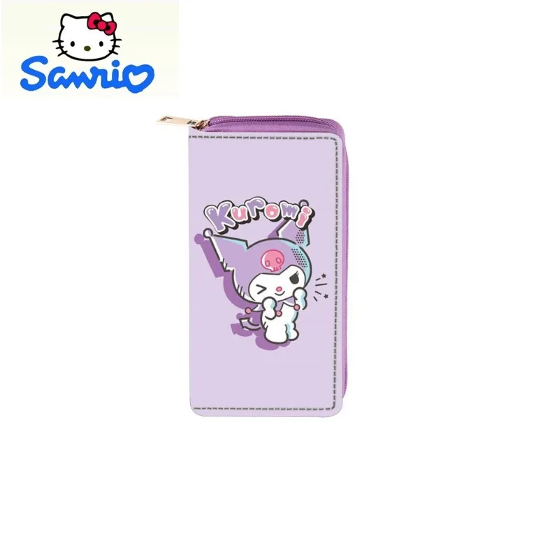 Sanrio Hello Kitty Kuromi длинный кошелек на молнии женский многофункциональный кошелек для хранения карт сумка для удостоверения личности общественного транспорта