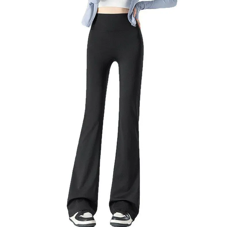 하이웨이스트 와이드 레그 요가 팬츠 여성용 가을 겨울 신상 슬림핏 스포츠 아우터웨어 아크 벨 보트 바지