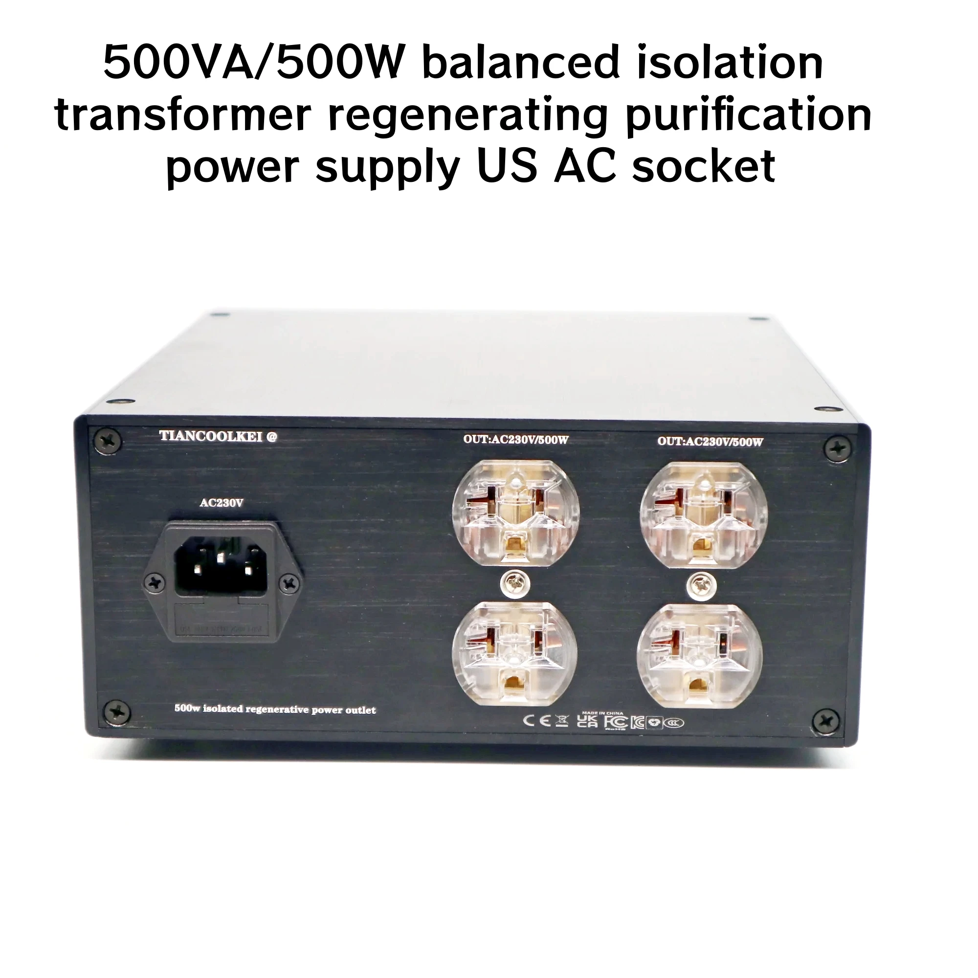 TIANCOOLKEI 500VA/500W  transformer isolation balanced regenerating purification power supply US AC socket FOR DAC amplifier
