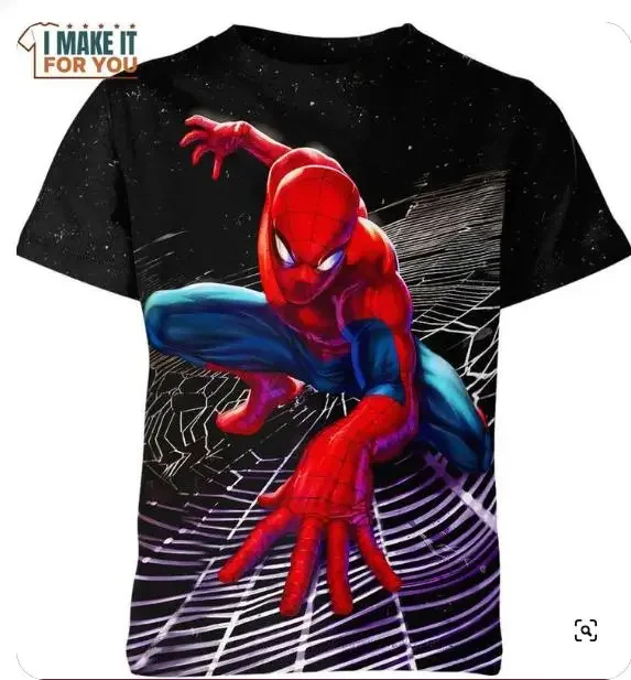 Spiderman Children's T-shirt Marvel Boy Girl T-shirt 3D Printing Short Sleeve New Superhero Men's T-shirt MINISO Men's Clothing