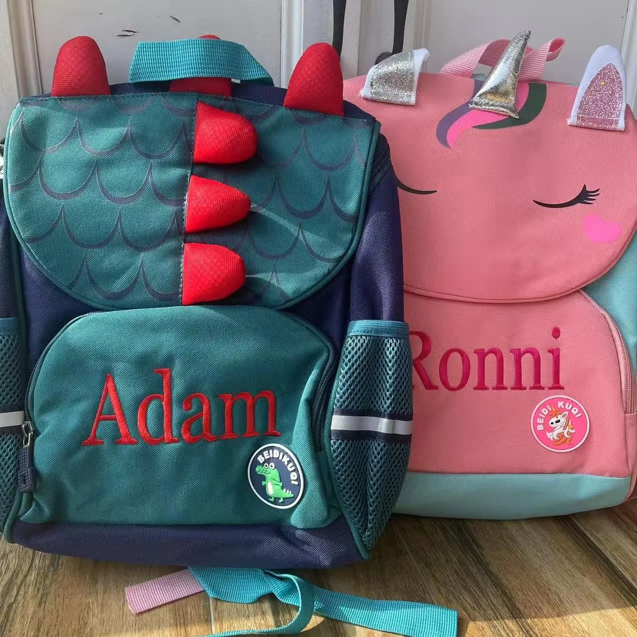 Customizable Personalized Name Schoolbag Cute Cartoon Dinosaur & Unicorn Design for Boys & Girls Ideal Kindergarten Children