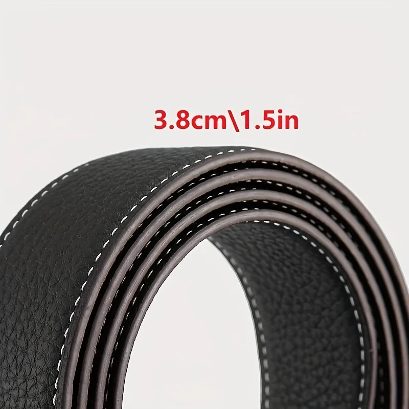 Echtledergürtel, schlichter Stil, Breite 1,5 Zoll, keine Schnalle, durchschnittliche Größe, Unisex – Detail 4