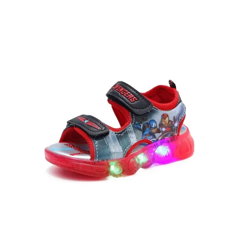 2024 Disney Marvel Boys Girls Spider-Man Princess Led Light Up Luminous Sports Sandals Summer Kids Casual Sandals Toddler Shoes