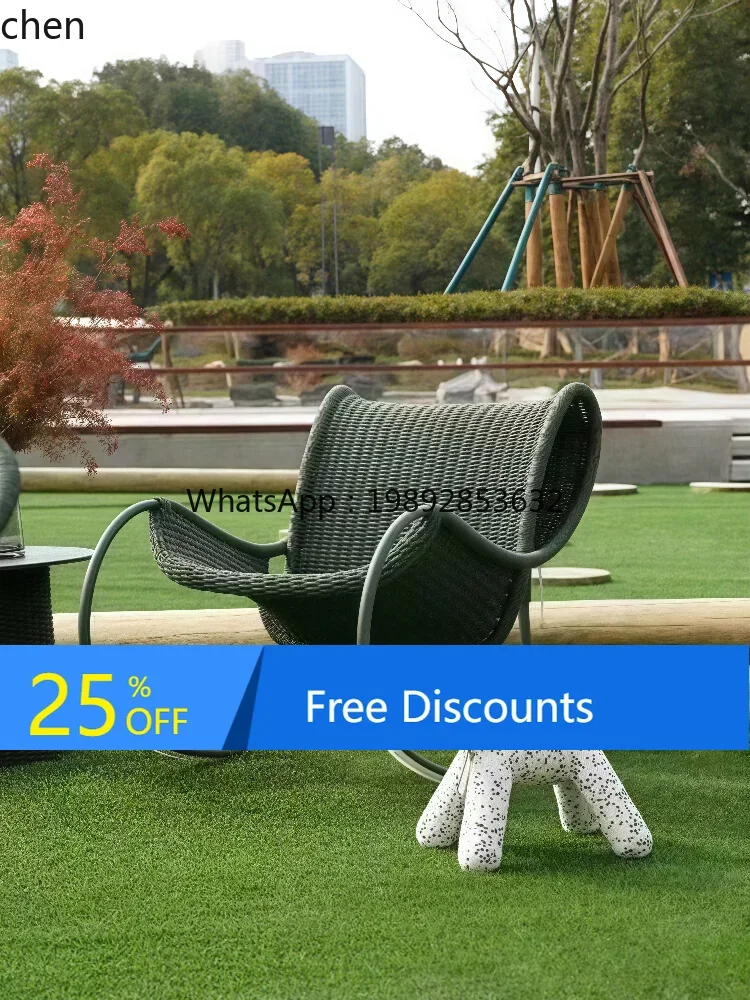 

LYY outdoor courtyard rocking chair coffee table villa hotel courtyard garden waterproof sunscreen dining table and chairs