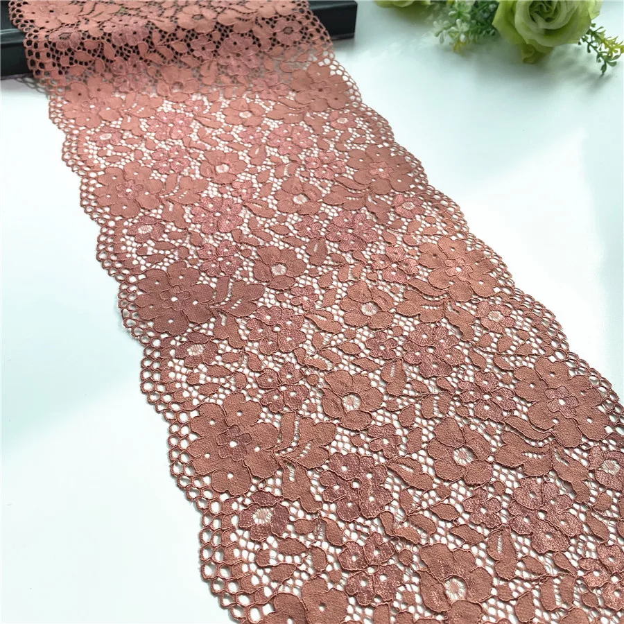 3y/lot Width 7 5/8 inch 19.50cm Dark Pink Elastic Stretch Lace Trim For Sewing Craft DIY Apparel Fabric Lace Garment Accessory