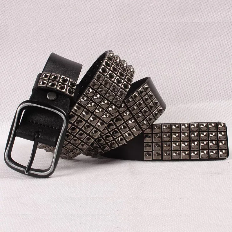 

men luxury fashion rivets belts genuine leather studded belt punk hip hop dress spikes waistband women designer stylish strapon