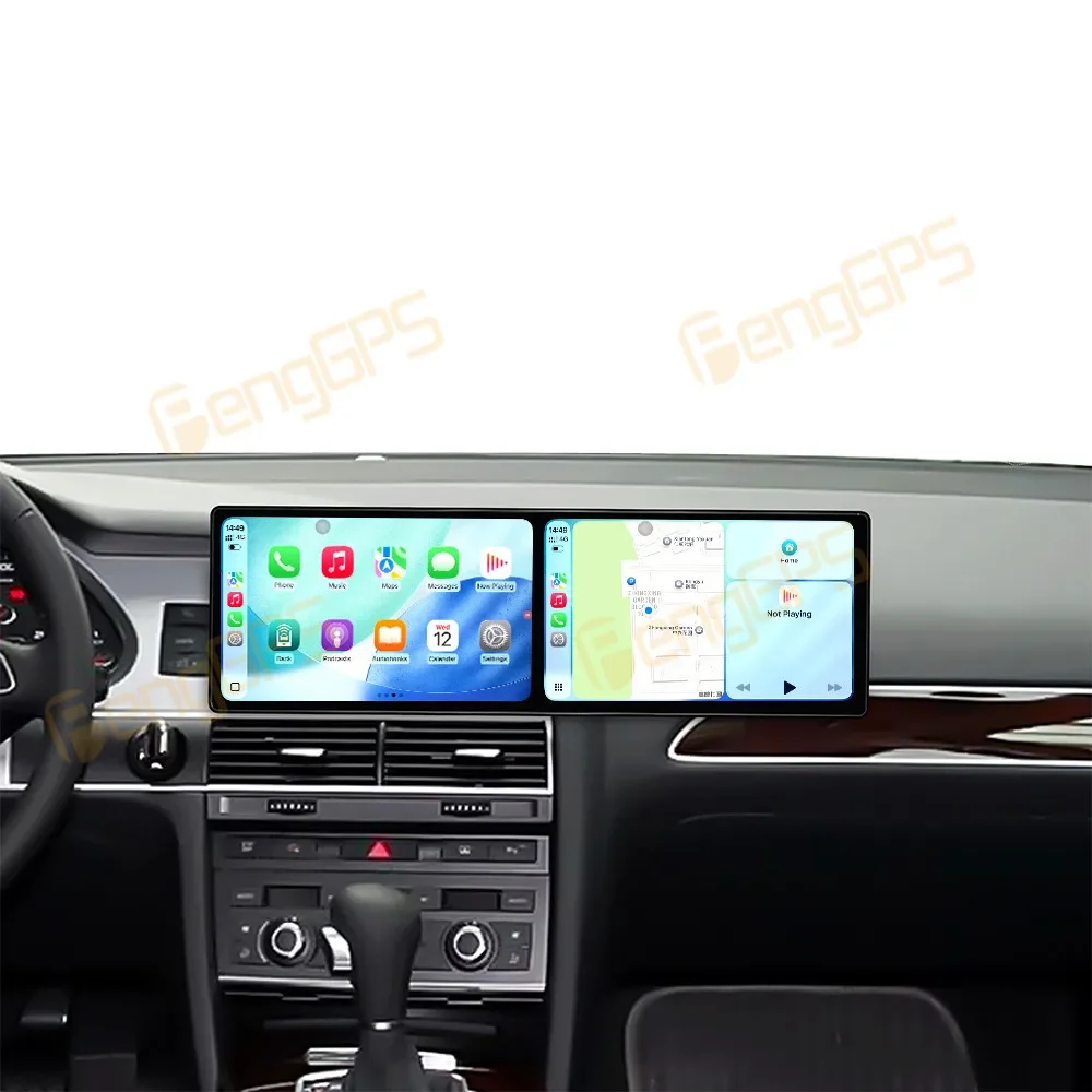 Dual Screen 9.1 Inch Android 15 CarPlay Car Radio Touch Screen Multimedia Player GPS Navigation DSP Auto for Audi A6 2010-2011