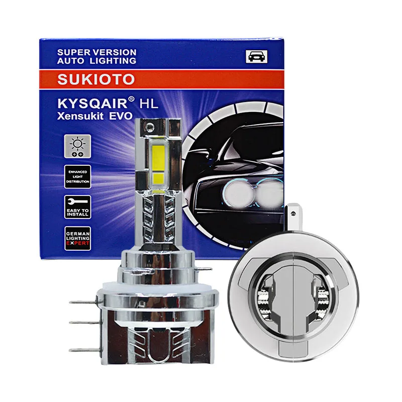 

2PCS SUKIOTO H15 LED Headlight Bulbs Canbus For Golf 6 MK3 6000K H15 LED High Low Beam Driving Lights DRL for BMW Benz VW Audi