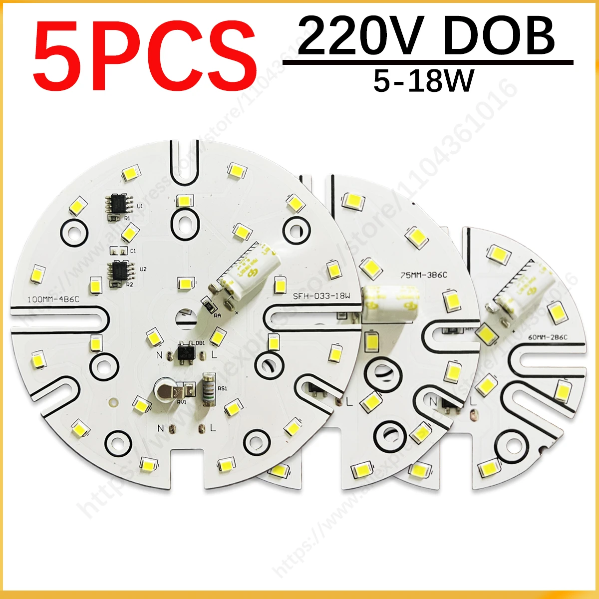 5Pcs High Bright 5-…