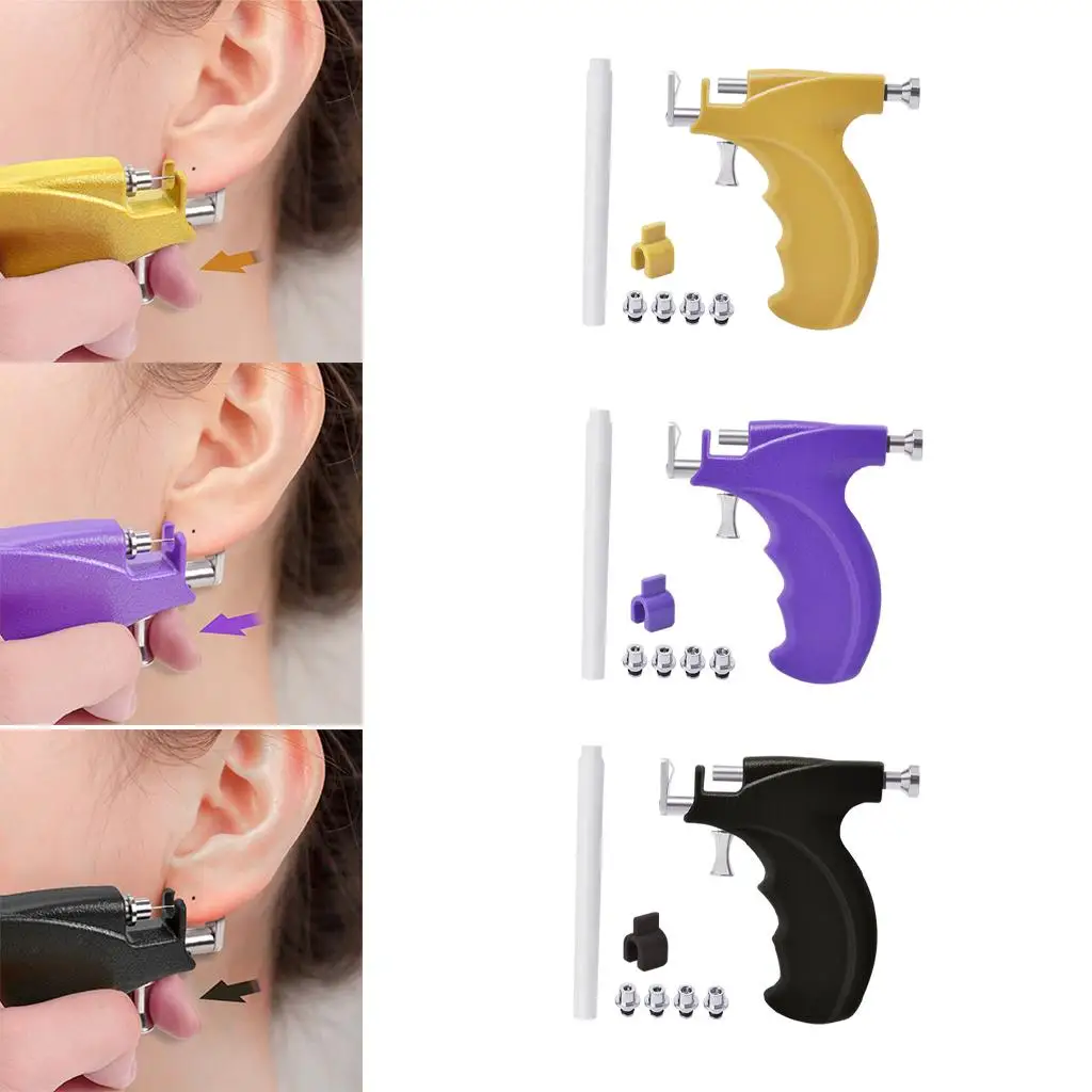Home Ear Piercing Device Kit Stainless Steel Studs Disposable Supplies Professional Piercer Machine for Nose Navel Lip Body Art
