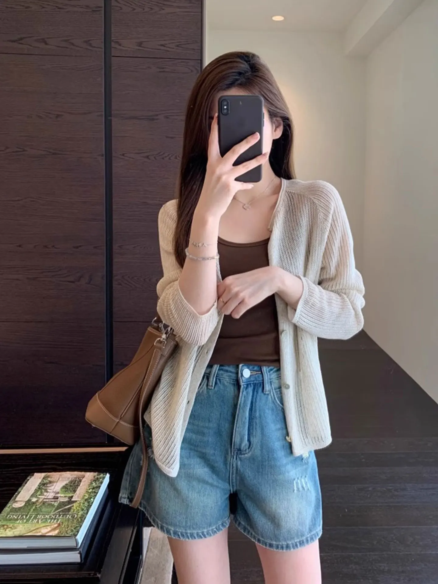 Открытый кардиган для похудения, легкий дышащий солнцезащитный свободный вязаный кардиган, женская модная летняя футболка 202, с одной пуговицей