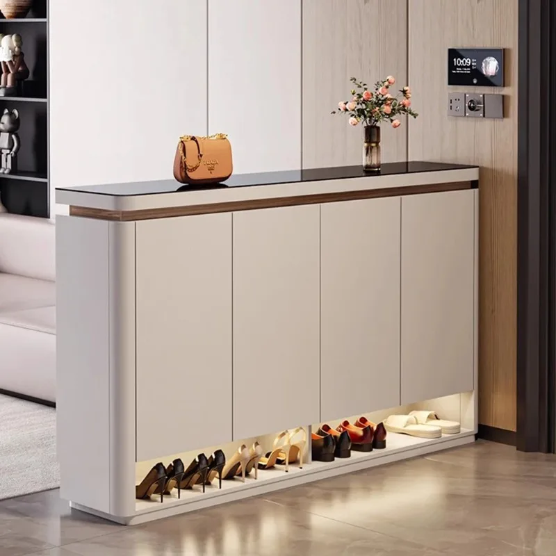 

6 Tier Tall Stylish Shoe Rack Glass Rack Dust White Modern Corner Shoe Rack Storage Vertical Moveis Para Casa Furniture Room