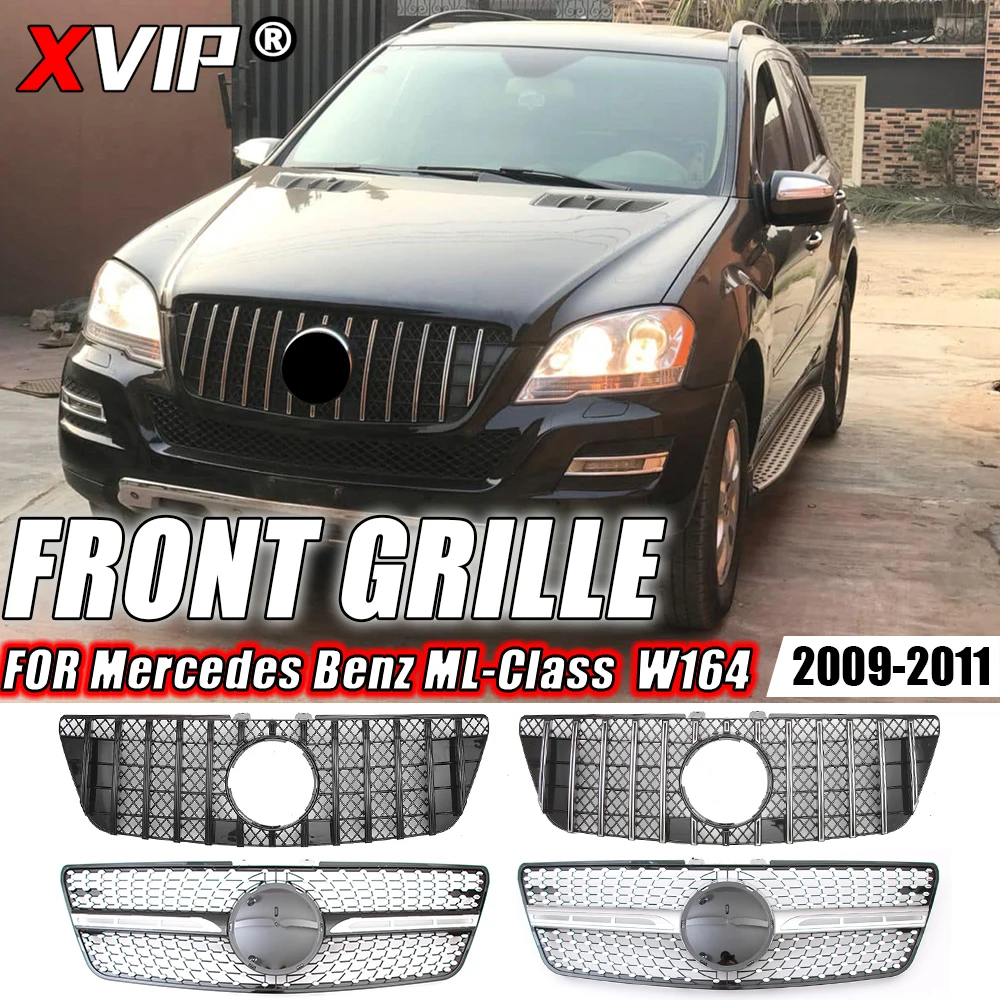 

XVIP Front Chrome Diamonds Style Racing Grille For Mercedes Benz ML-Class W164 09-11 ML350 ML500 ML550 GTR Style Bumper Grilles