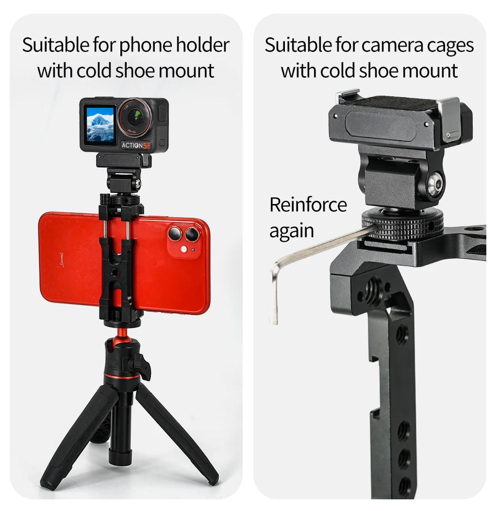 Для камеры DJI Osmo Action 5 Pro/4/3, магнитное быстросъемное основание, головка штатива с креплением для холодного башмака, база расширения для зарядки типа C