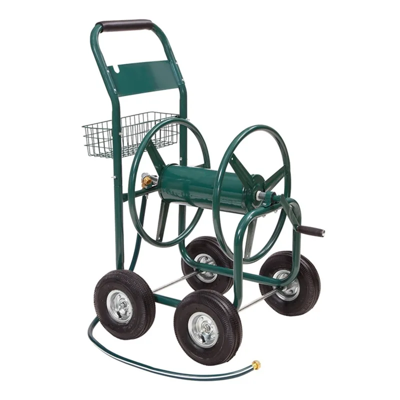 

Garden water pipe truck, small four-wheel metal water pipe storage truck, hose winding pipe rack, portable storage rack